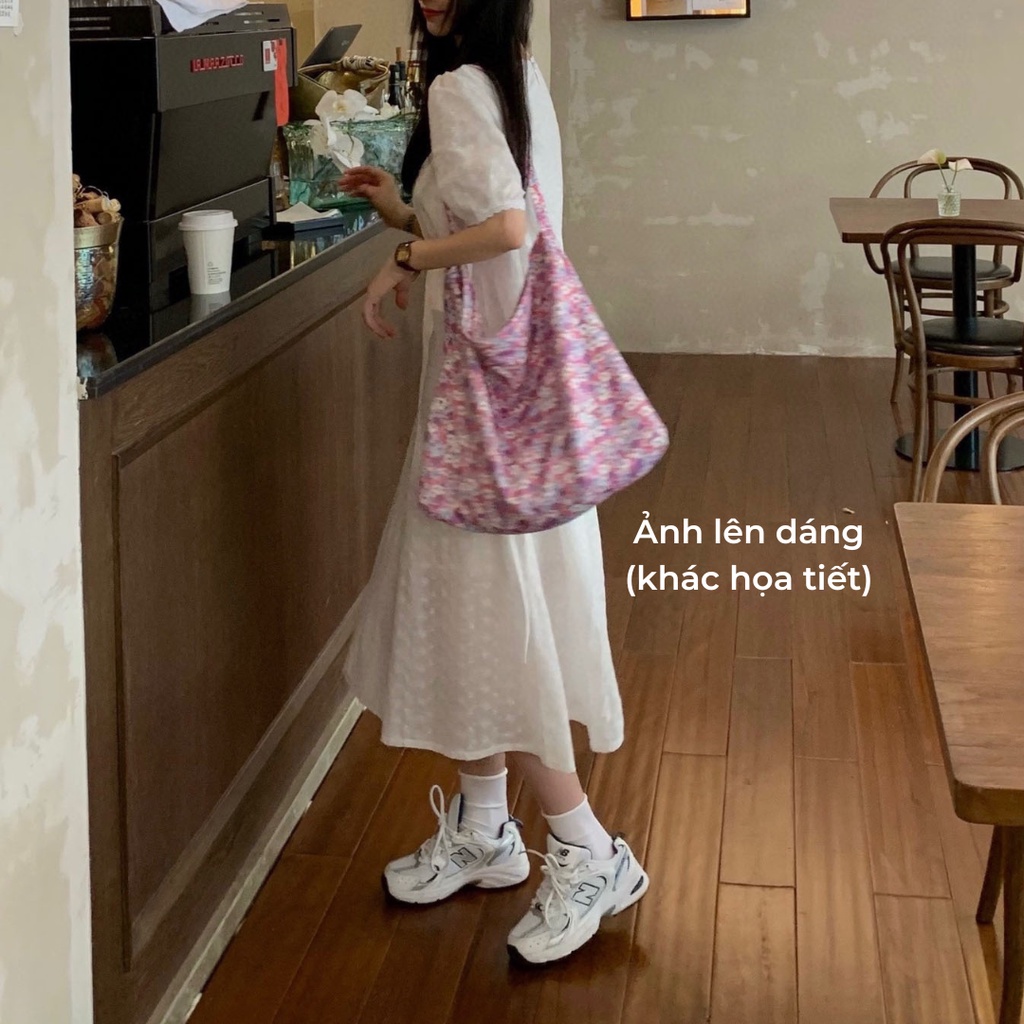 Túi đeo chéo tote, đeo vai, túi xách hoa nhí bigsize floral cỡ lớn màu hồng đáng yêu lolita - Baby Pastel