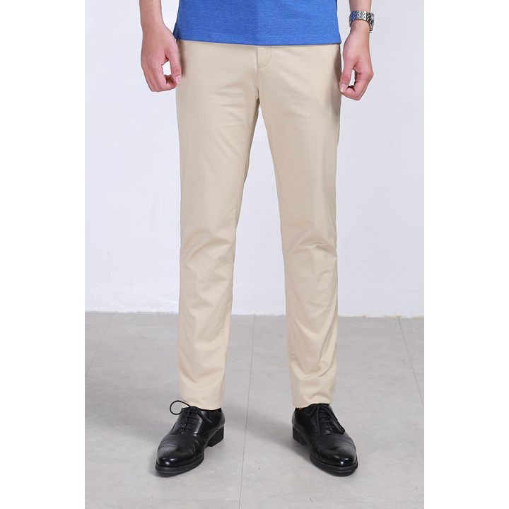 Quần dài Khaki Aristino AKK00508 dáng Slim fit màu be sáng