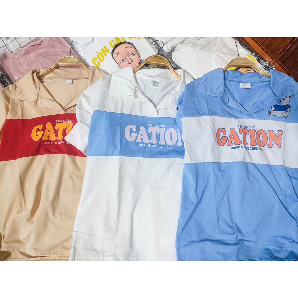 Áo polo gấu, áo form rộng chất cotton mềm mịn