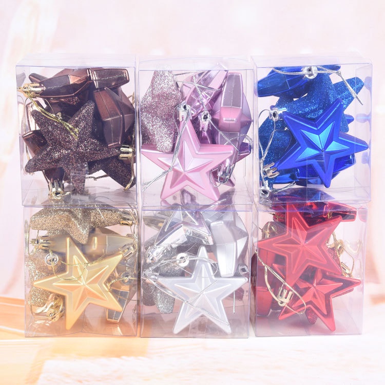Bộ mô hình ngôi sao năm cánh ba chiều bằng nhựa cỡ 7cm trang trí tiệc cưới/sinh nhật trẻ em/giáng sinh