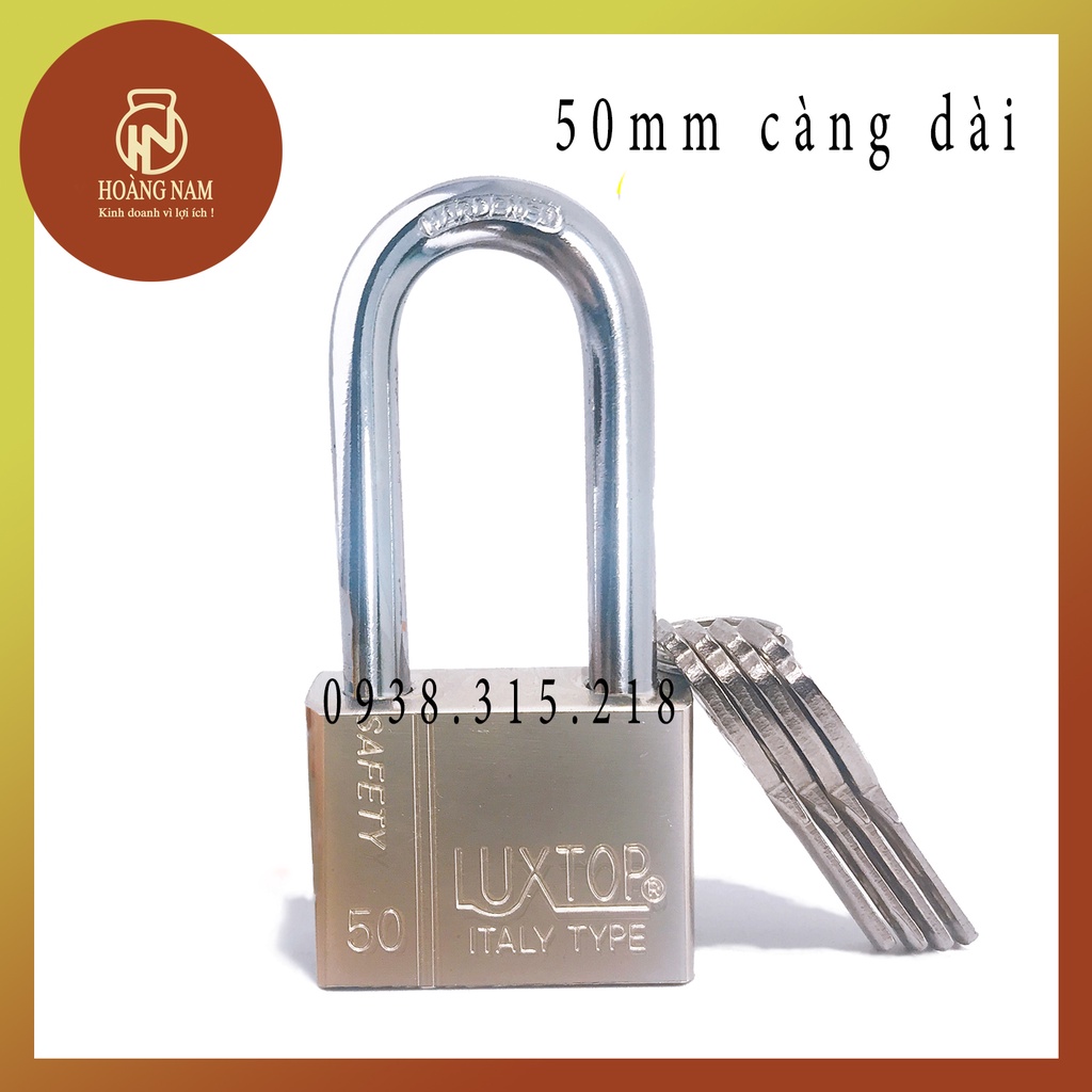 Ổ Khóa Càng Dài LUXTOP 50mm ITALY TYPE Lõi Thép Hợp Kim , Khóa Thắng Đĩa Xe Máy Chống Trộm An Toàn Cho Bạn