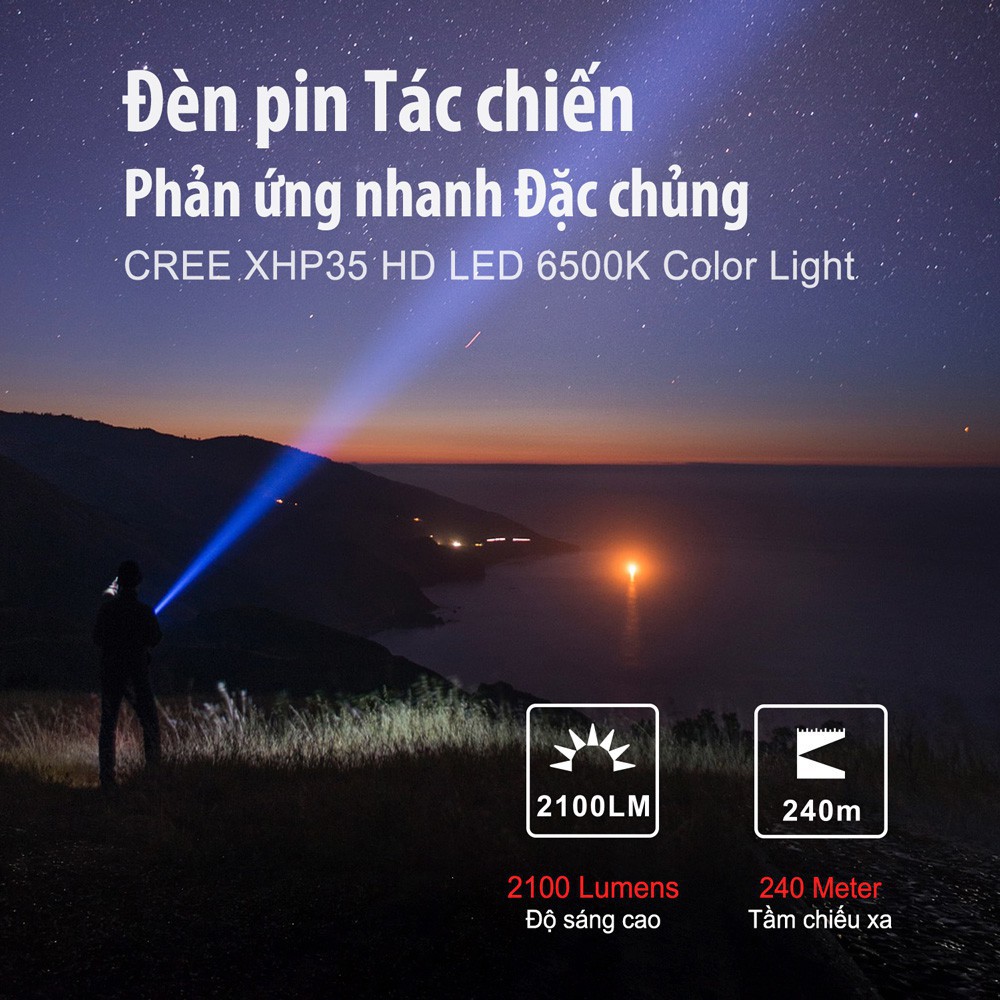 [HÀNG SIÊU CẤP][HÀNG MỚI VỀ] ĐÈN PIN VÀ ĐÈN SẠC KLARUS XT2CR PRO SÁNG 2100LUMEN XA 240M NHIỆT MAU 4000k CÔNG TẮC T-A-C-H