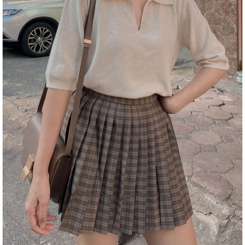 Chân Váy Kẻ Caro Nhí Xếp Li Dáng Ngắn Đủ Size M2095- Lolla_Fashion