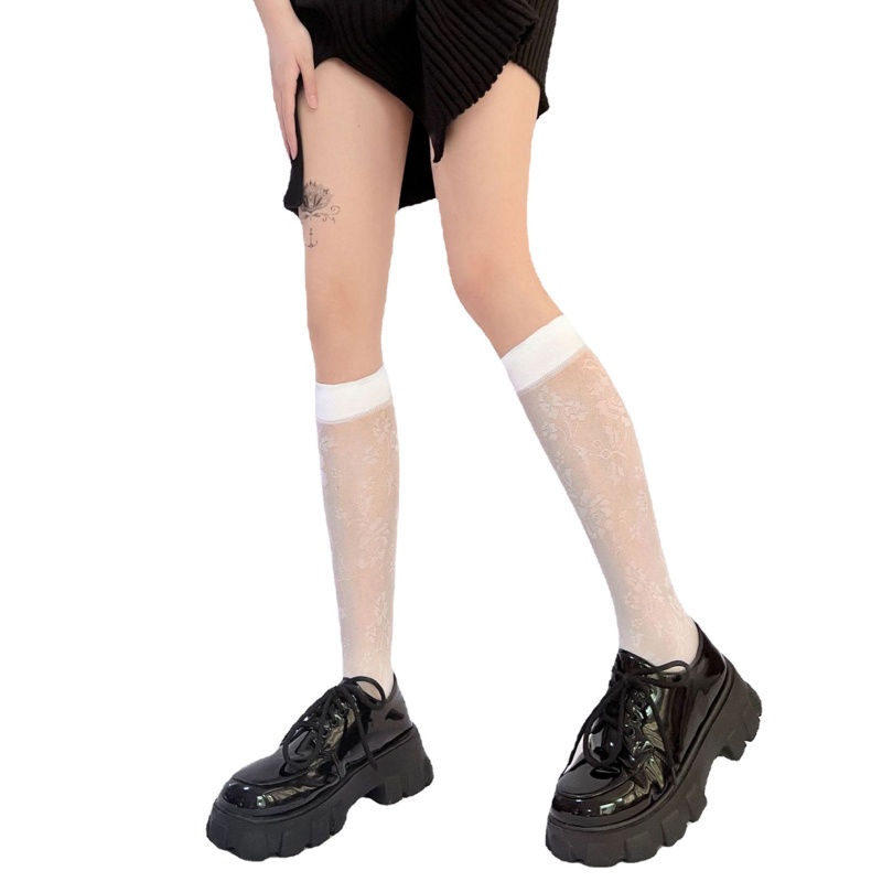 Ivy Vớ Lưới Xuyên Thấu Cao Qua Gối In Họa Tiết Hoa Hồng Hoa Hồng Phong Cách Lolita Vintage Harajuku Pháp Mùa Hè Cho Nữ