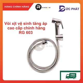 [ CHÍNH HÃNG] Vòi xịt vệ sinh cao cấp nước mạnh kèm dây và đế cài Rangos RG-603