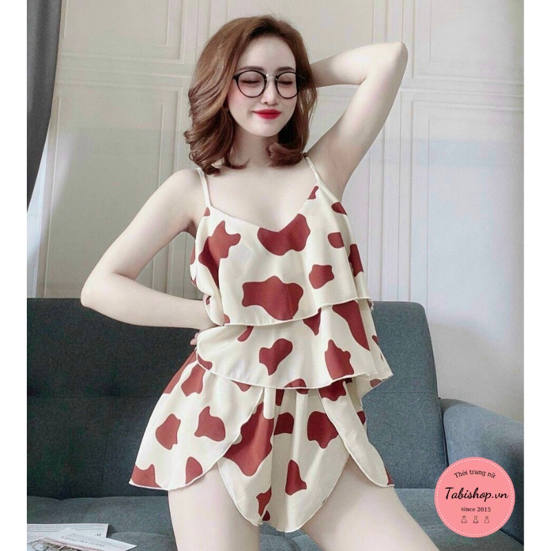 Đồ ngủ nữ lụa mango, đồ bộ nữ 2 dây sexy bò sữa xinh cực