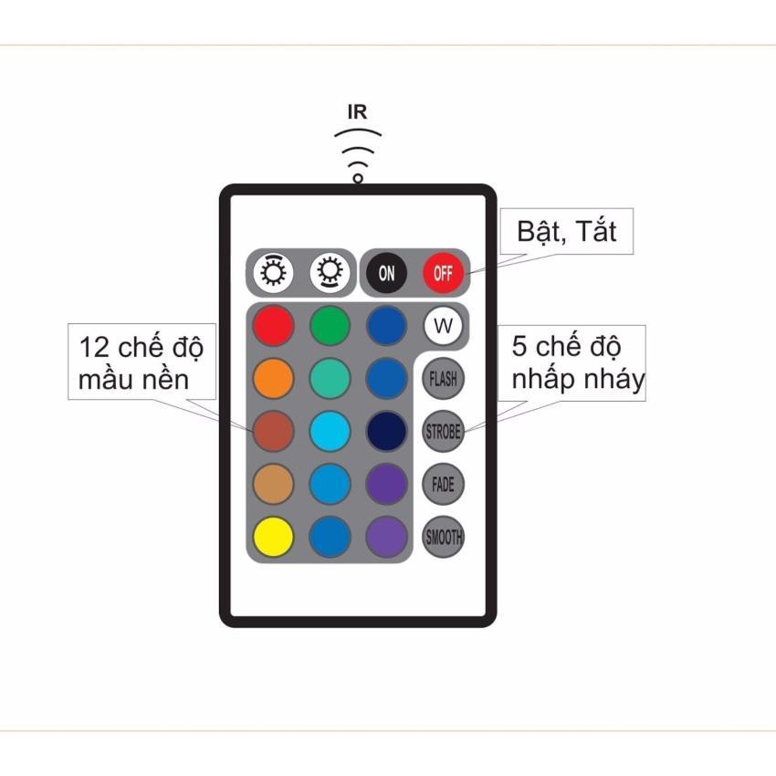 pha led 7 mầu hắt trang trí hòn non bộ kèm điều khiển 20w - đèn trang trí bể cá