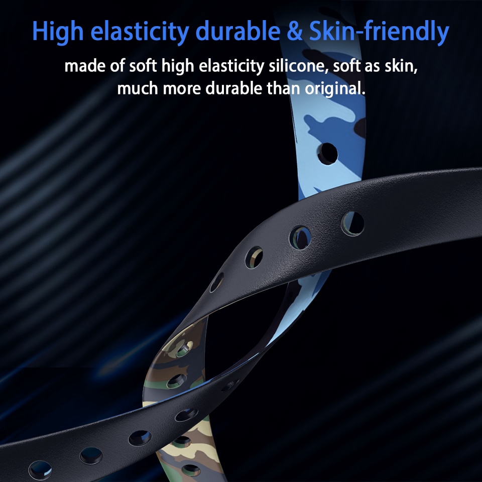 Dây silicone họa tiết rằn ri thay thế cho Xiaomi Mi Band 4/3