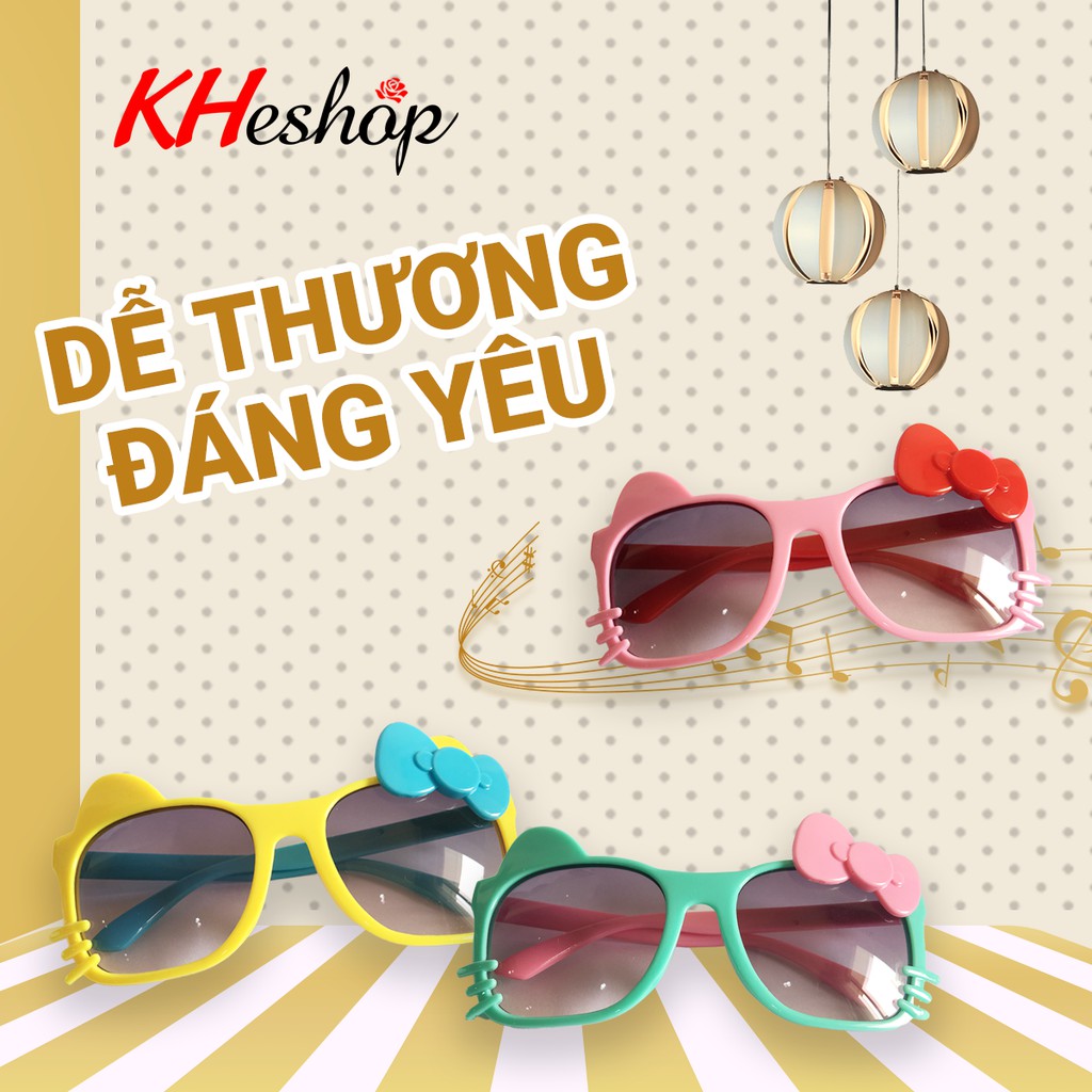 Kính râm thời trang cho trẻ từ 2 tới 9 tuổi, hình mèo có nơ siêu dễ thương - chống tia UV400 mã H1306