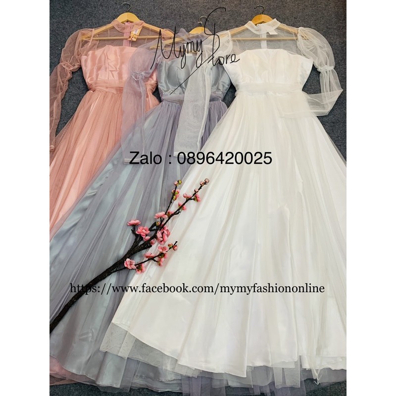 Đầm maxi dự tiêc tay dài phồng bo eo sang trọng TRIPBLE T DRESS size M/L (kèm ảnh/video thật) MS304V