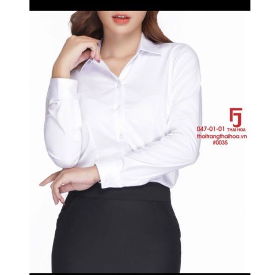 (Có Sẵn)Áo Sơ Mi Nữ Thái Hòa Màu Trắng Sáng Mã 047 Và Mã 8919