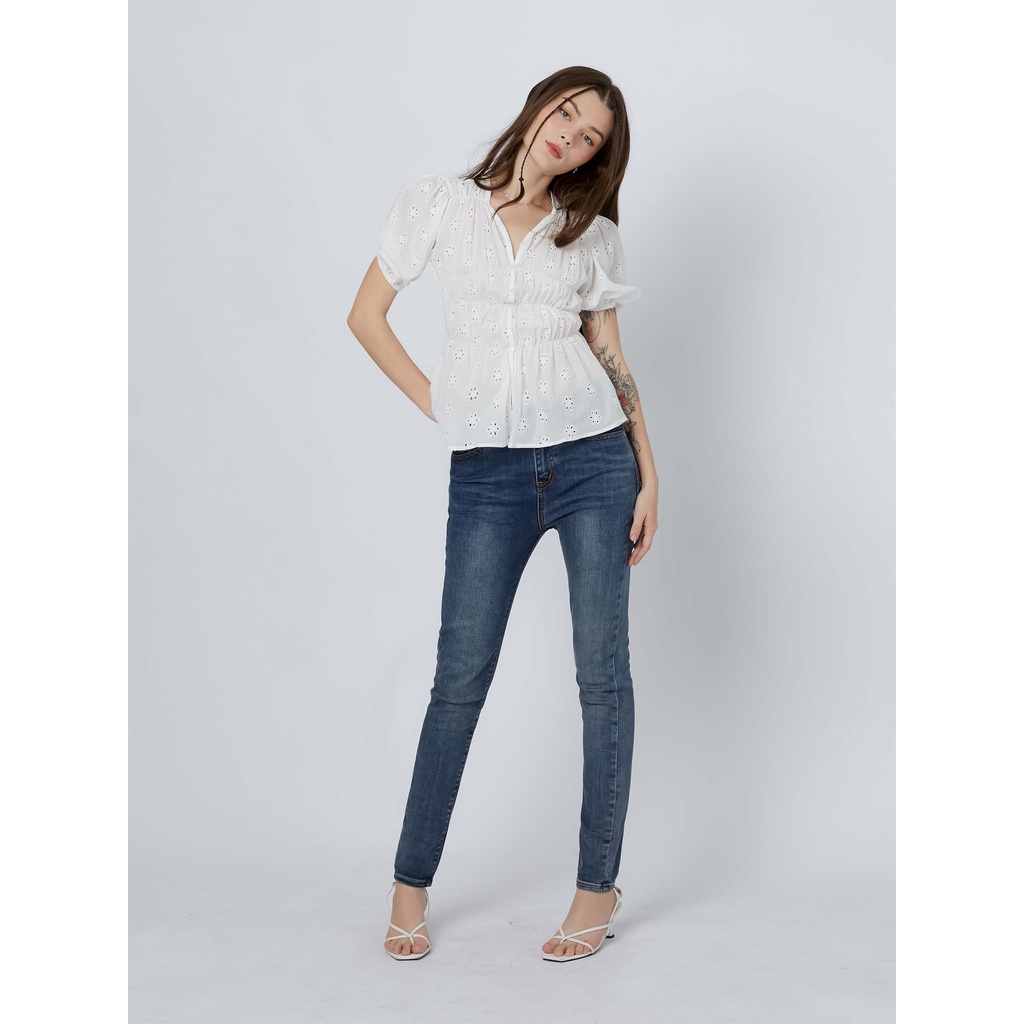 Áo Nữ Blouse Bishop Sleeves , Chất Cotton hoa thoải mái , WAK000034 ,Somehow