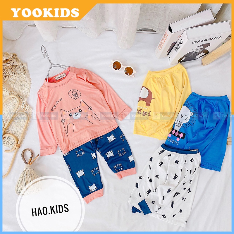 Bộ thu đông cho bé YOOKIDS chất thun lạnh mềm mịn co giãn 4 chiều, Đồ bộ cho bé trai bé gái 1 2 3 4 tuổi