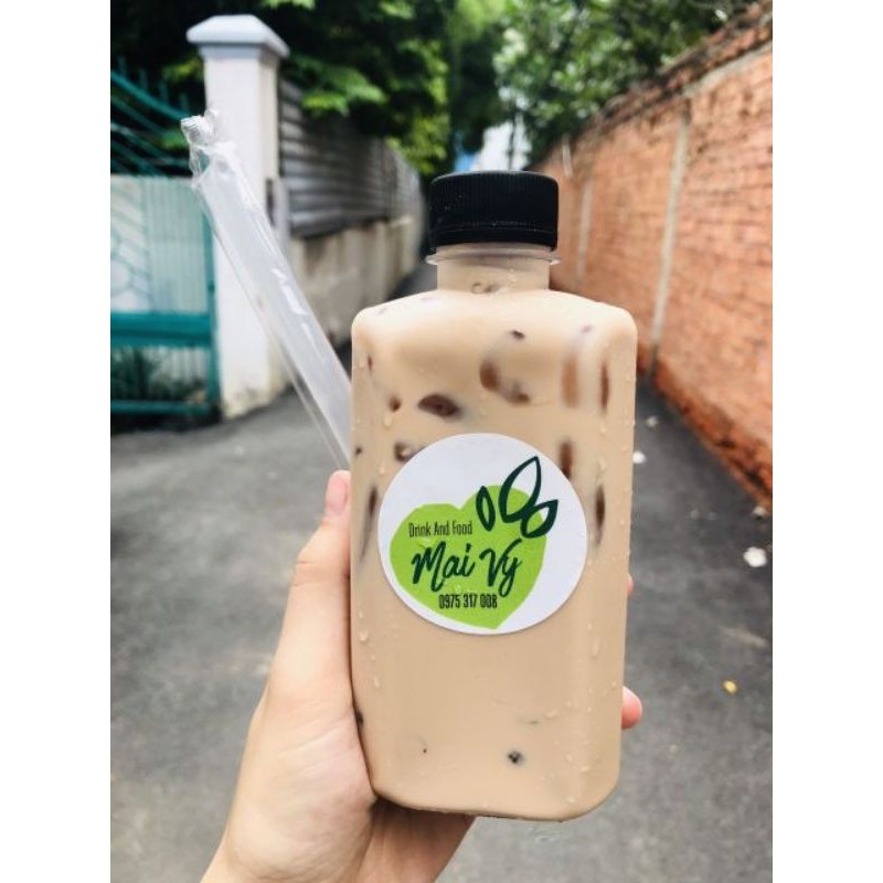 100 Chai Vuông Dẹp 330ml Nhựa Rỗng Nắp đen