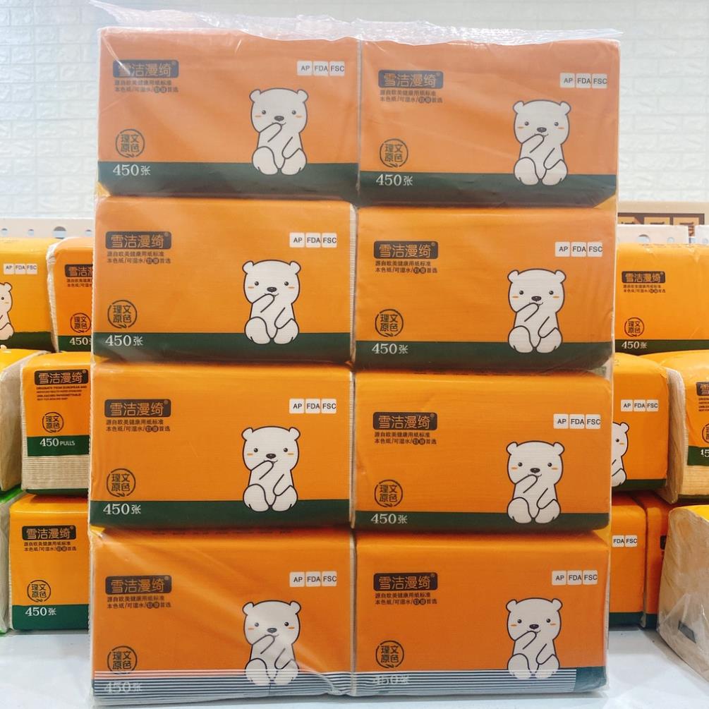 Dây 8 gói giấy rút gấu trúc vàng siêu giai, mềm, đẹp, tiện lợi