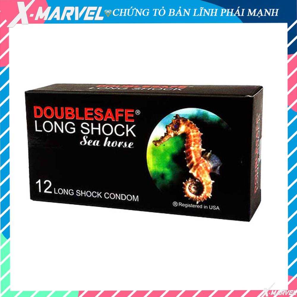 Bao cao su Cá Ngựa DoubleSafe Long Shock kéo dài thời gian hiệu quả hộp 10 chiếc