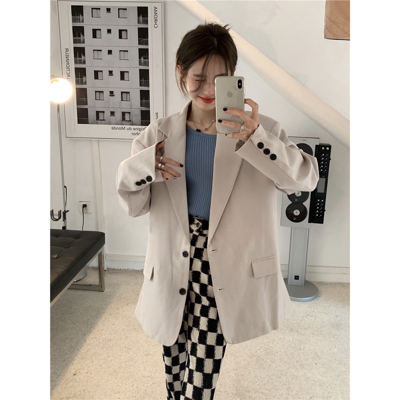 Bộ Áo Khoác Dệt Kim Dài Tay Dáng Rộng + Quần Dài Lưng Cao Sọc Ca Rô Thời Trang Mới 45360 | BigBuy360 - bigbuy360.vn