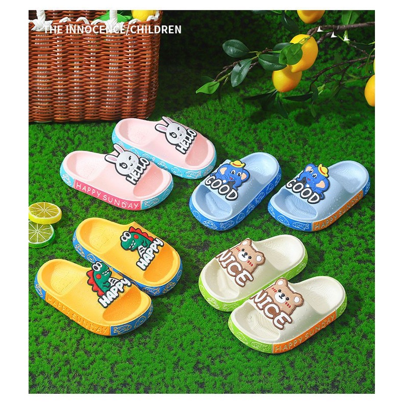 AMILA Dép đi trong nhà Đế Mềm Chống Trượt In Họa Tiết Hoạt Hình Dễ Thương Thời Trang Cho Bé Trai Và Gái