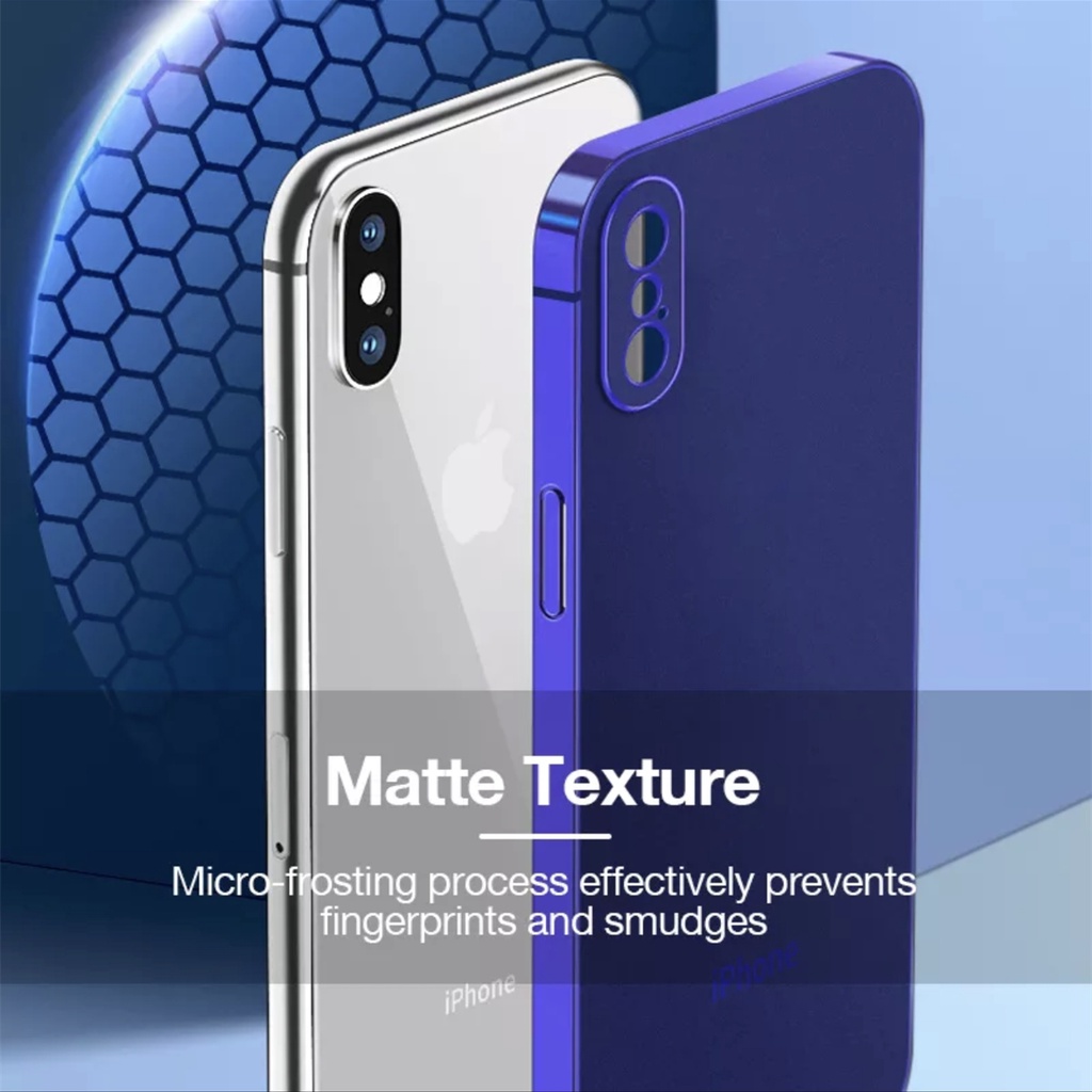 Ốp lưng điện thoại mờ mạ cạnh thẳng Hình vuông TPU mềm mỏng chống va đập cho iPhone X XS MAX XR 11 PRO MAX Full Camera Protector Case
