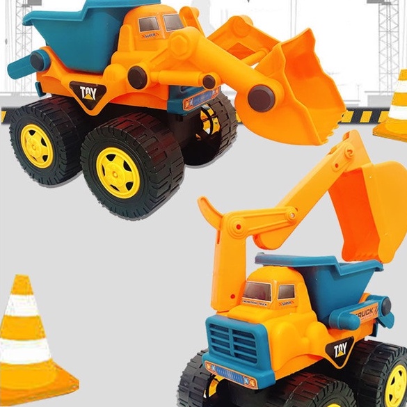 Bộ xe đồ chơi trẻ em cho bé trai 2 tuổi mô hình xe công trình TEEMO XE08