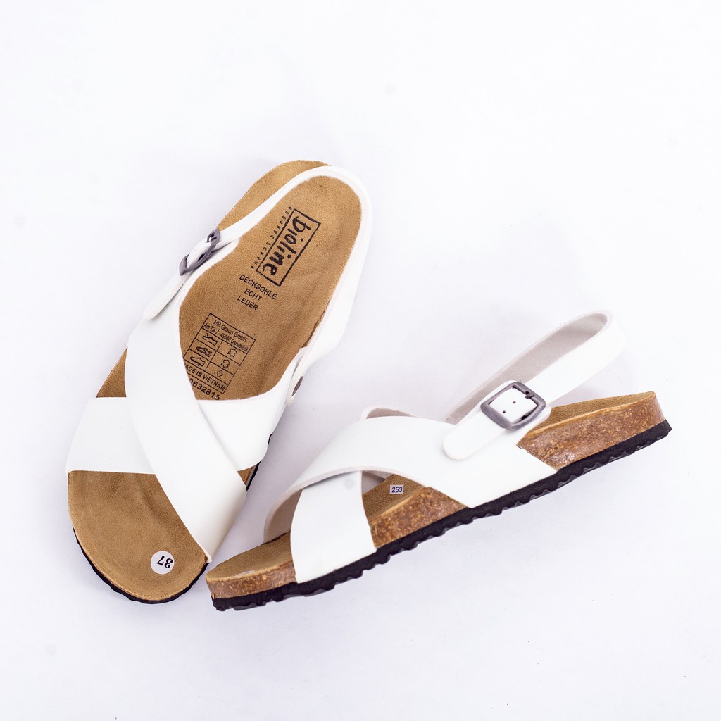 [DA PU-CHỐNG NƯỚC]PU11- Dép sandal quai hậu chéo Unisex da PU, đế trấu -Xuất khẩu châu Âu - BIOLINE Store