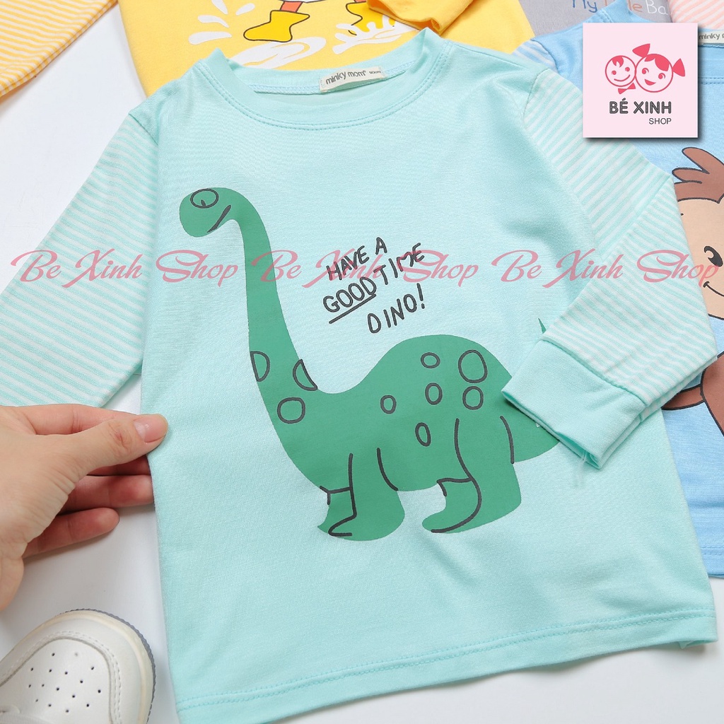 Quần áo đồ bộ dài tay trẻ em bé trai bé gái Minky Mom  Đồ bộ thun lạnh dài tay thu đông cho bé DÀI_PHỐI_SỌC