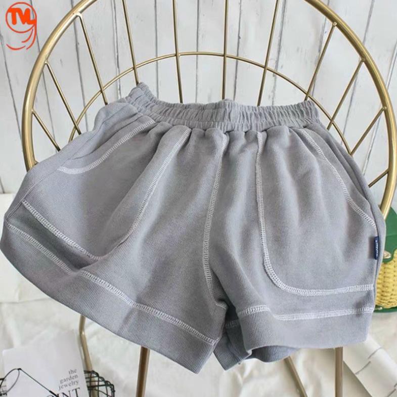 Quần short nữ may chỉ nổi TVL1999, Quần đùi nữ da cá cạp chun ống rộng chất cotton thoáng mát thoải mái cho người mặc ་