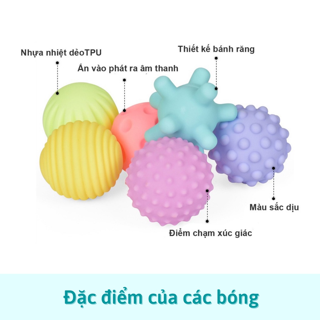 Bóng cho bé Đồ chơi cầm nắm bóng xúc giác phát triển đa giác quan có âm thanh chút chít thú vị - Mô Mô Home