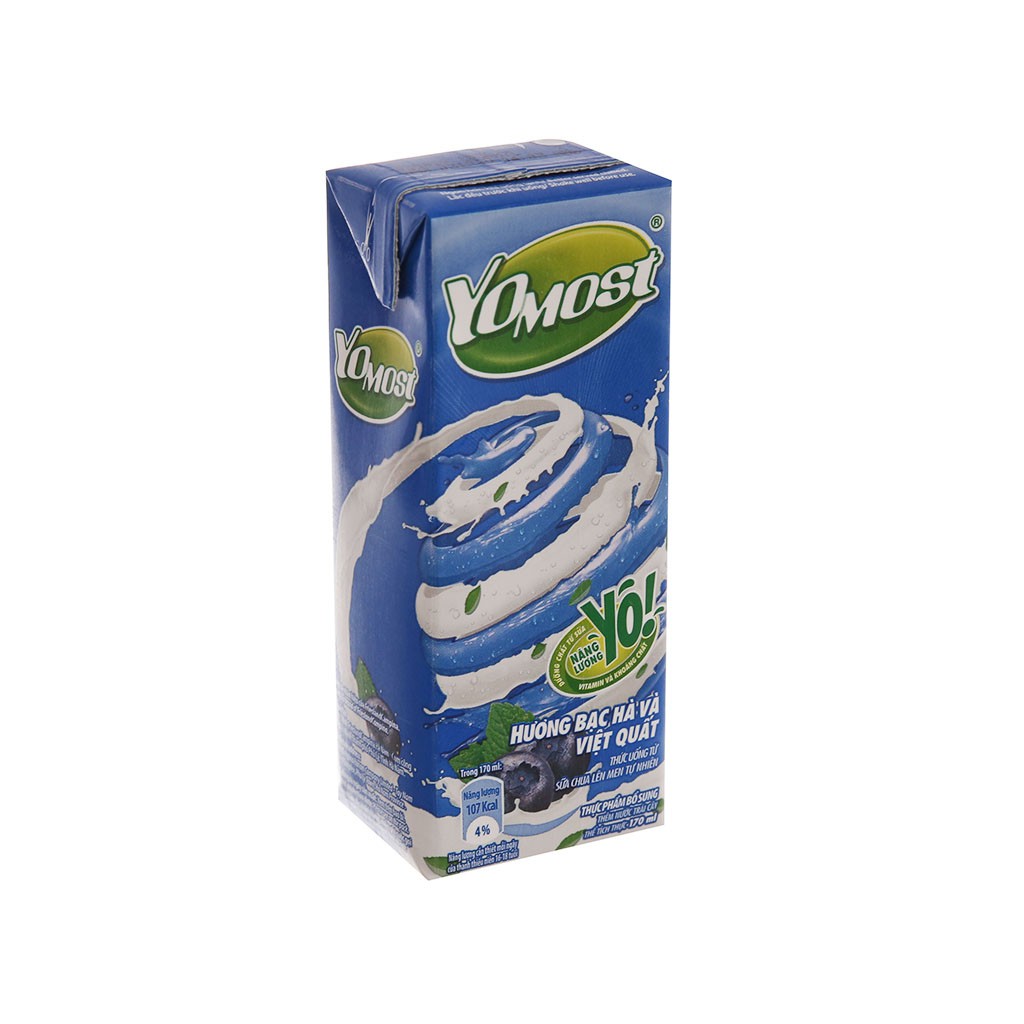 [CHÍNH HÃNG] Sữa Chua Uống YoMost Hương Bạc Hà Và Việt Quất Thùng 48 Hộp x 170ml