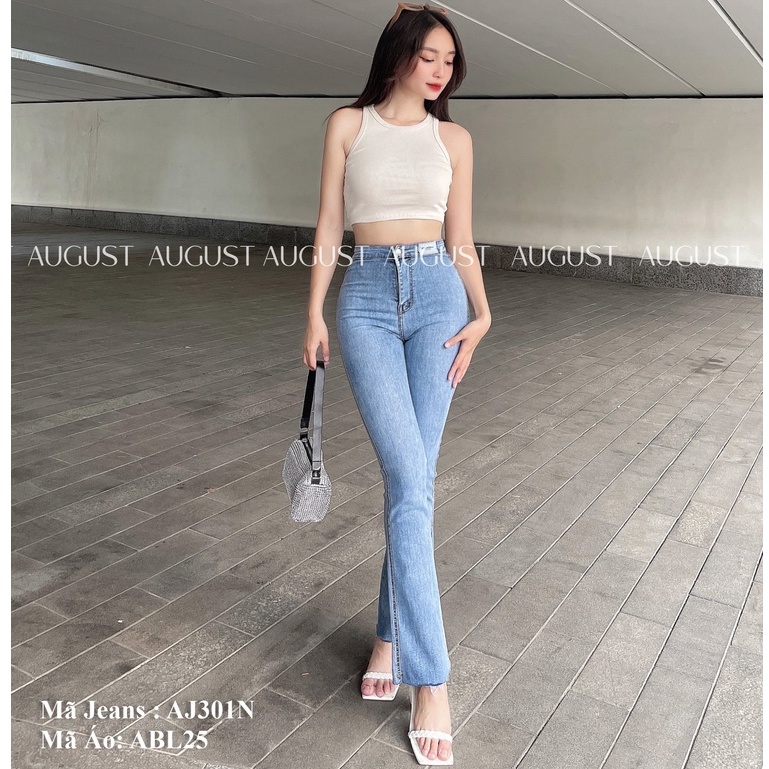 Quần Jean Ống Loe Trơn Cắt Lai | Jeans Cao Cấp Mã AJ301 | Chất Liệu Denim Co Giãn | Ảnh Thật 100%