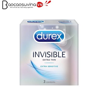 Bao cao su Durex Invisible Extra Thin Extra Lubricated , 3 bao siêu mỏng, rộng 52mm-Chính Hãng 100%