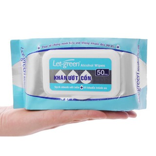 Khăn ướt cồn Let green 50 miếng