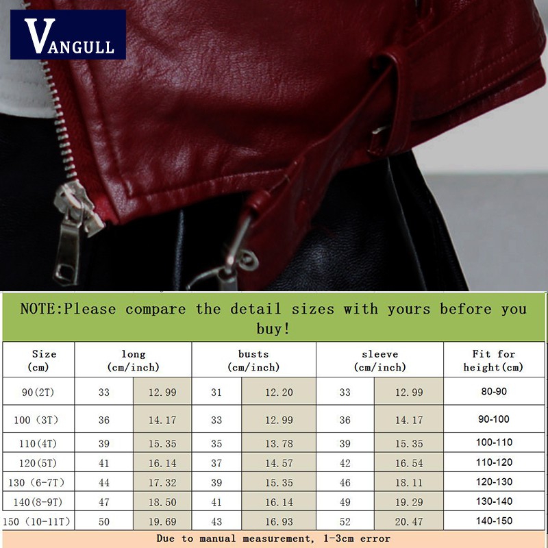 Áo Khoác Da PU Màu Đỏ Rượu Vang Thời Trang Mùa Xuân 2019 Cho Bé Gái 2-11 Tuổi