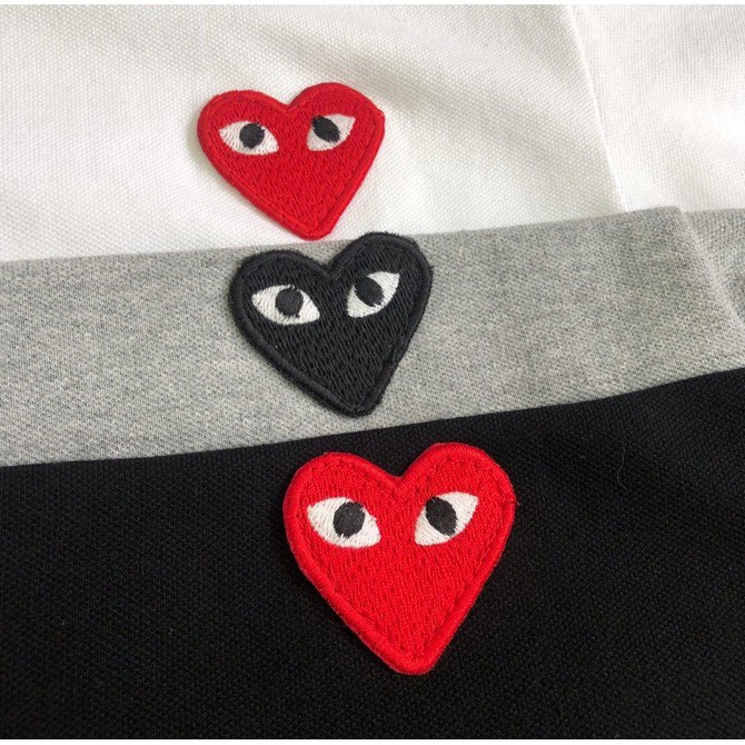 Play polo comme des garcons CDG Áo Thun Tay Ngắn Cổ Tròn Họa Tiết Rằn Ri Phong Cách Mới Cho Nam Và Nữ