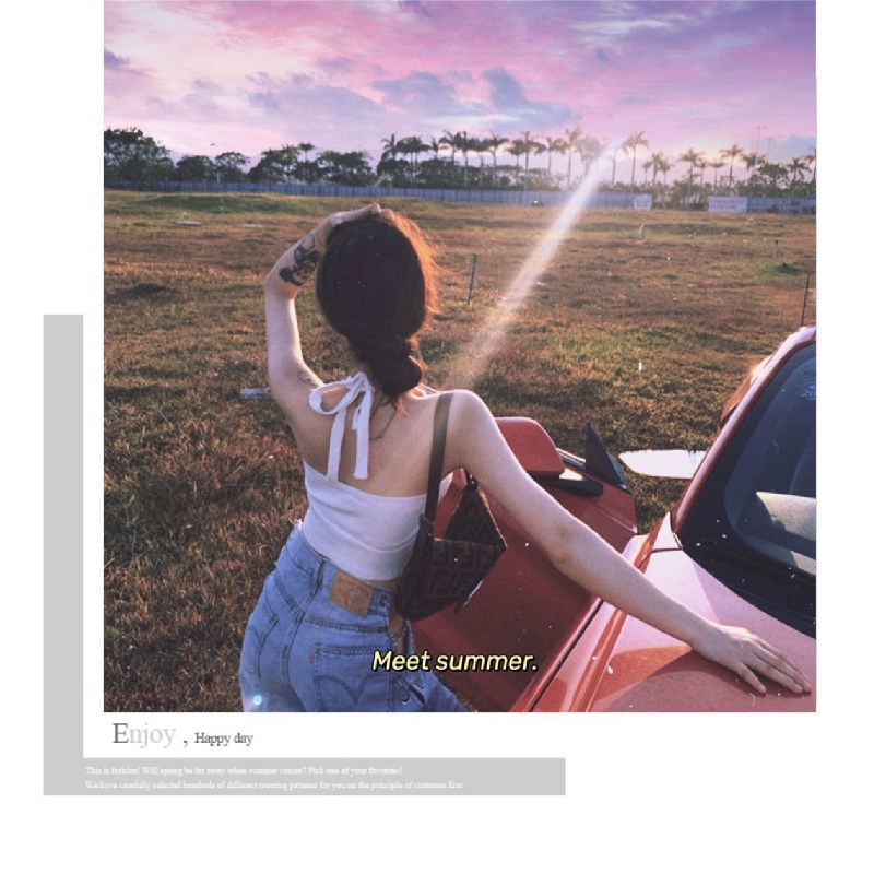 Áo yếm dệt kim nhỏ phong cách độc đáo thời trang mùa hè 2022 áo yếm áo gile len áo hai dây Áo Hai Dây Dệt Kim Thời Trang Mùa Hè Cho Nữ