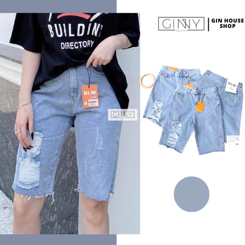 Quần Short Jean Nữ TH 01 | Jean Rách Cá Tính | GinHouse Shop