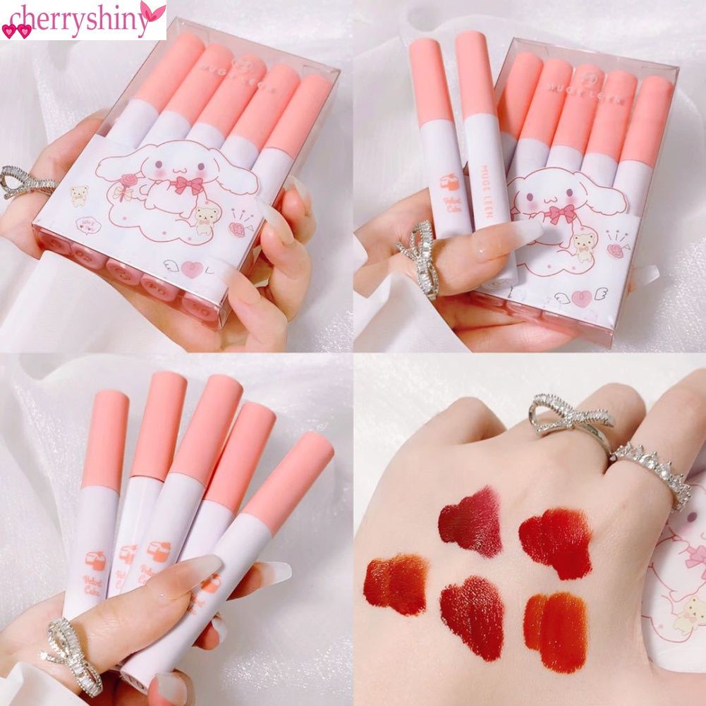 MUGE LEEN 5 Cái/Bộ Không Thấm Nước Lip Gloss Set Thỏ Con Trai Glaza Lip bóng mờ trang điểm cho Thấy Trắng Con Trai Bóng dưỡng ẩm môi chất lỏng