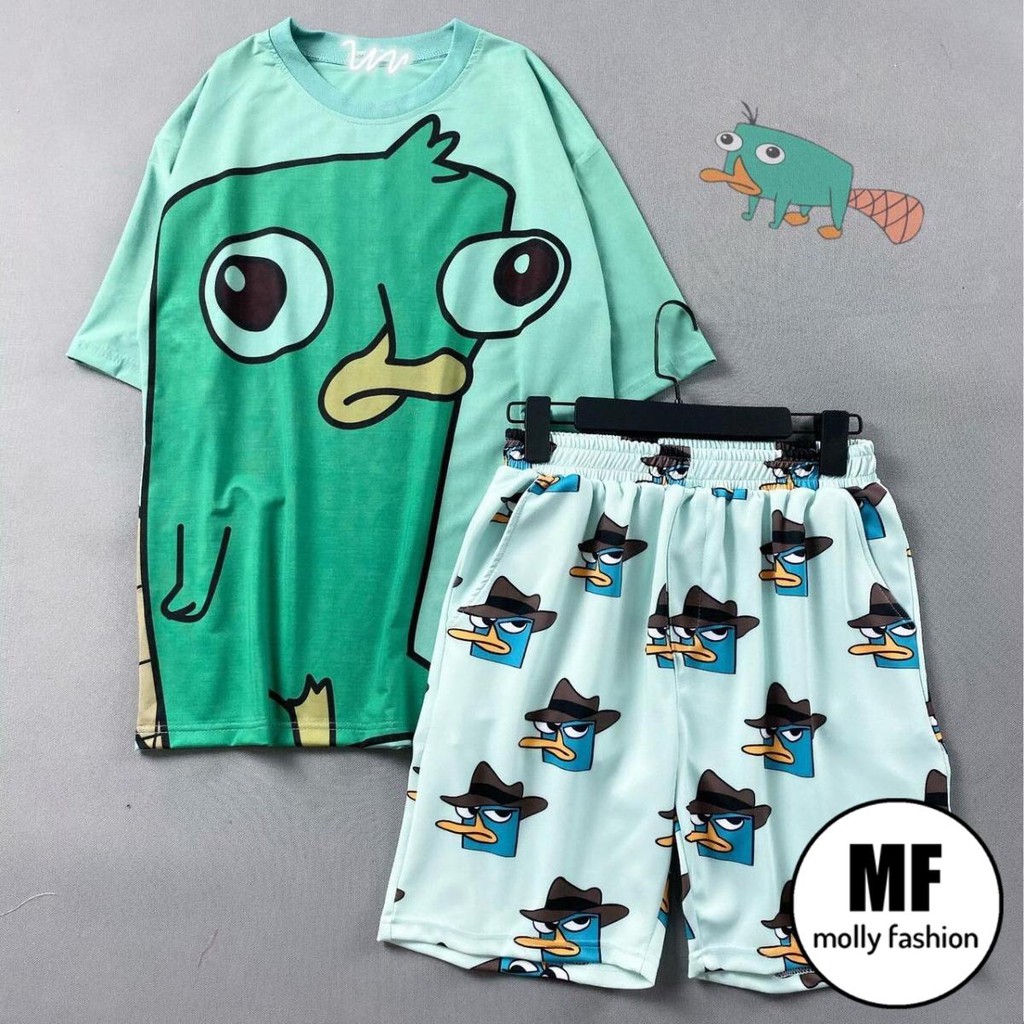 Set đồ bộ hoạt hình ❤️ Bộ mặc nhà Cartoon VỊT PERRY form rộng Freesize Unisex nam nữ Molly Fashion