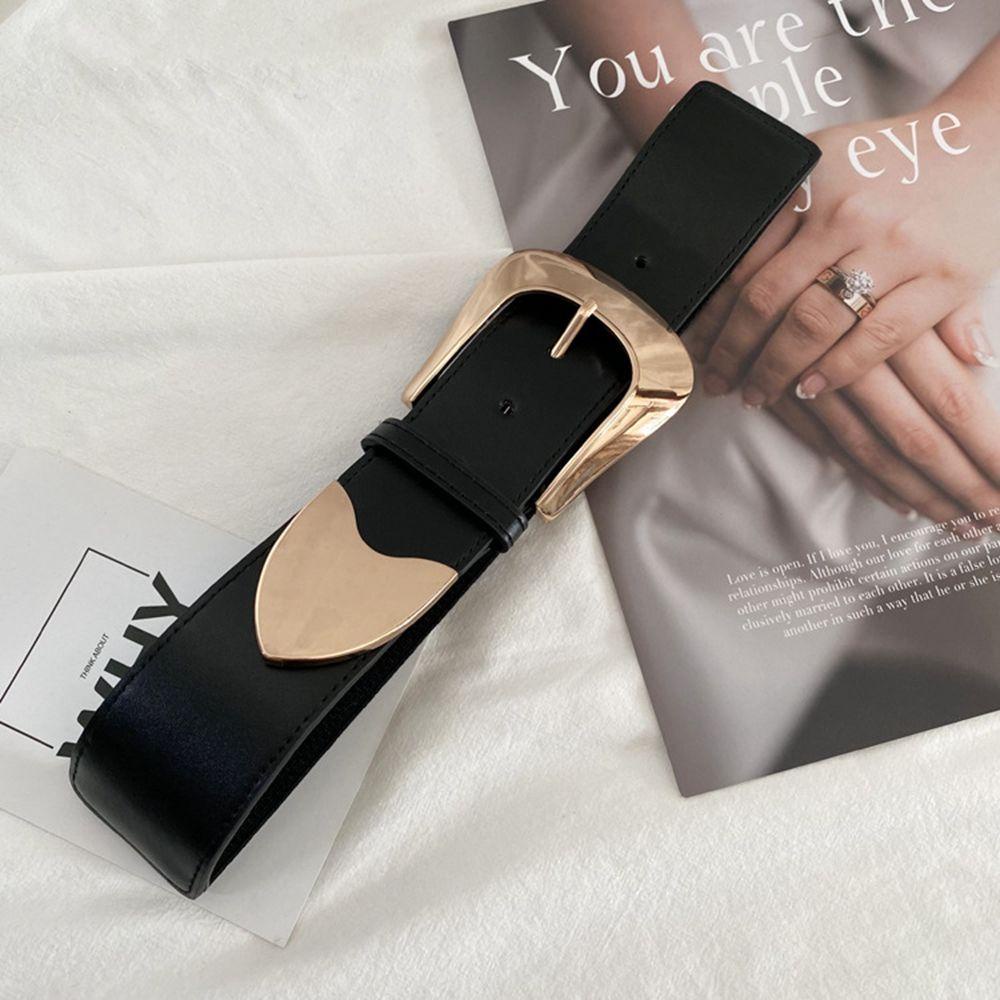 Thắt Lưng Bản Rộng Khóa Tròn Bằng Kim Loại Đơn Giản Dễ Phối Đồ Có Thể Điều Chỉnh Cho Nữ