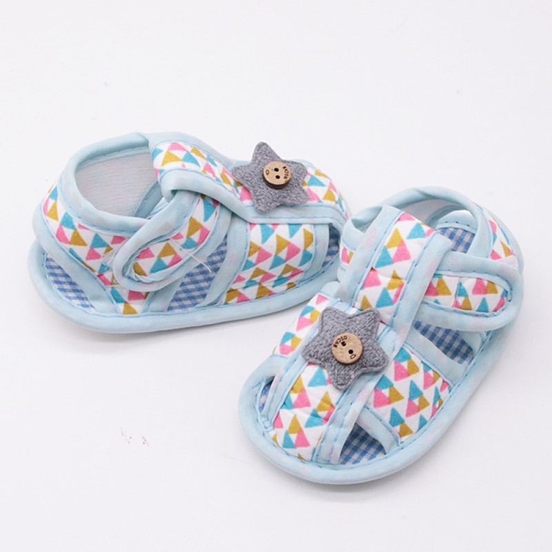 Giày sandal vải mềm chống trượt thêu hình ngôi sao đáng yêu cho bé