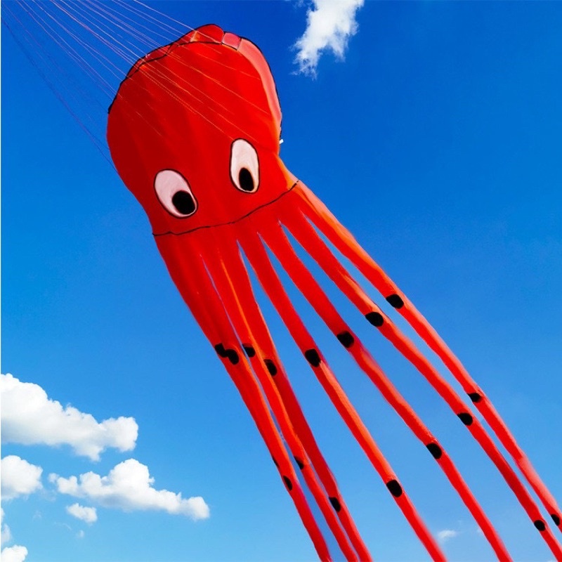 Diều bạch tuộc 3D khủng siêu đẹp 8m - 1,4m  màu đỏ .
