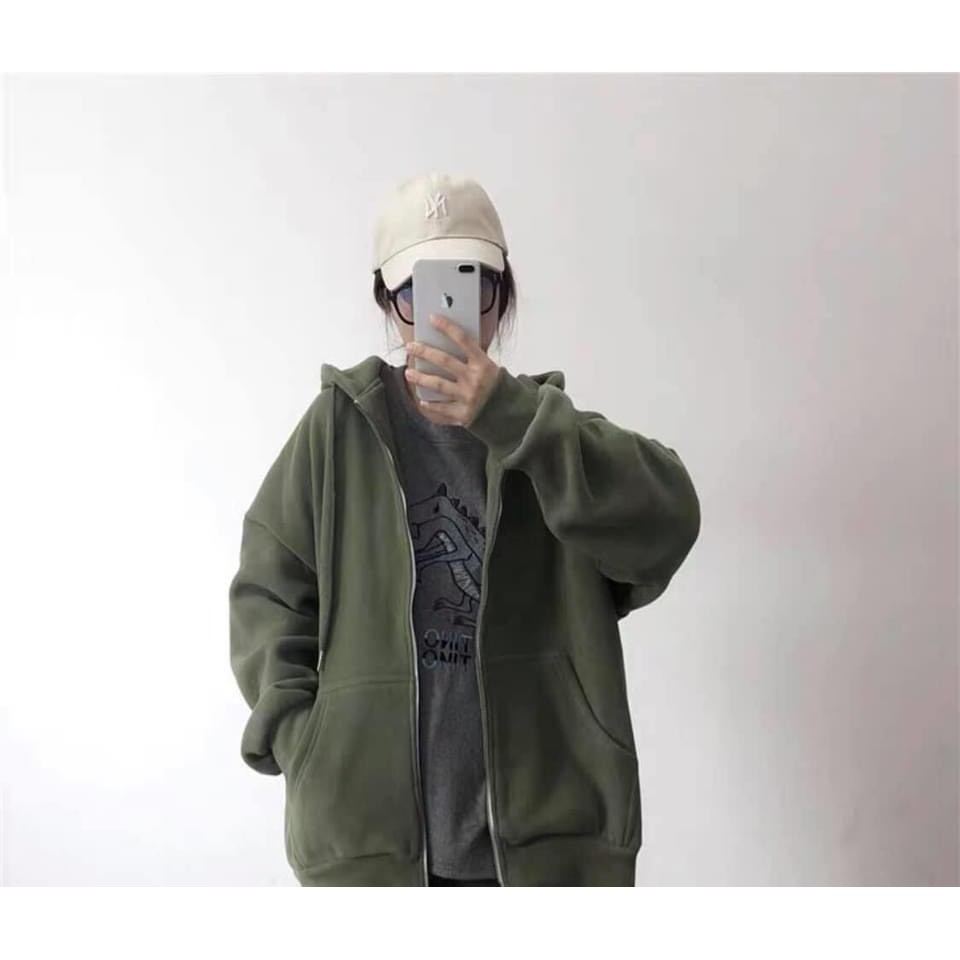 Áo Khoác Hoodie Nỉ Ngoại Unisex [FRESHIP] 🌸 Phông thun dài tay bồng khóa kéo có mũ ulzzang màu Đen | Xám nam nữ  HOT 🌸 | BigBuy360 - bigbuy360.vn