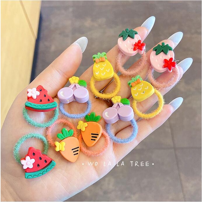 Bộ Dây Buộc Tóc Cao Su Co Giãn Phong Cách Hàn Quốc Dễ Thương Cho Bé Gái