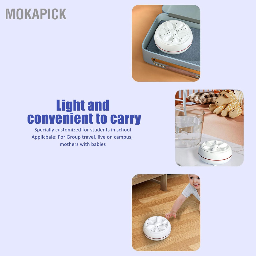Máy Giặt Mini Tua Bin Siêu Âm 27W Vòng Tròn 30 Phút Sử Dụng Tại Nhà Kết Nối USB Mokapick