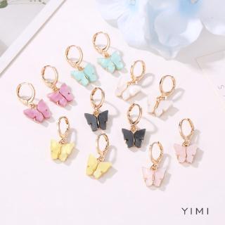 💞Yimi💞 Khuyên Tai Nơ Bằng Nhựa Acrylic Màu Kẹo Ngọt Dễ Thương