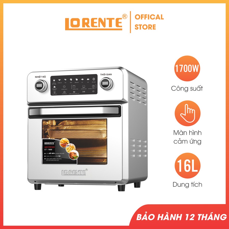 Nồi chiên không dầu Lorente LT-1600 dung tích khổng lồ 16Lít - thiết kế tinh tế- linh hoạt(  Hàng chính hãng)