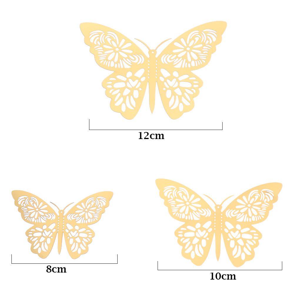 Bộ 12 Miếng Dán Hình Bướm 3D Bằng Kim Loại Dùng Trang Trí Tiệc Cưới