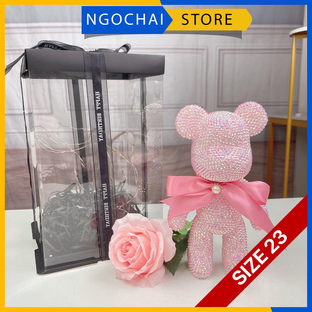 [Sẵn Hàng] Gấu đính đá bearbrick handmade tự làm size 23 hottrend tiktok đủ màu sẵn hàng cho mọi lứa tuổi