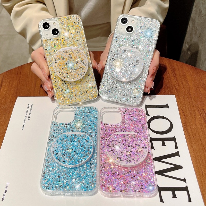 Ốp Điện Thoại Lấp Lánh Có Gương Trang Điểm Tròn Cho Iphone X / XS XR XS MAX 11 11PRO 11PROMAX 6G 6P 7G / 8G 7P / 8P