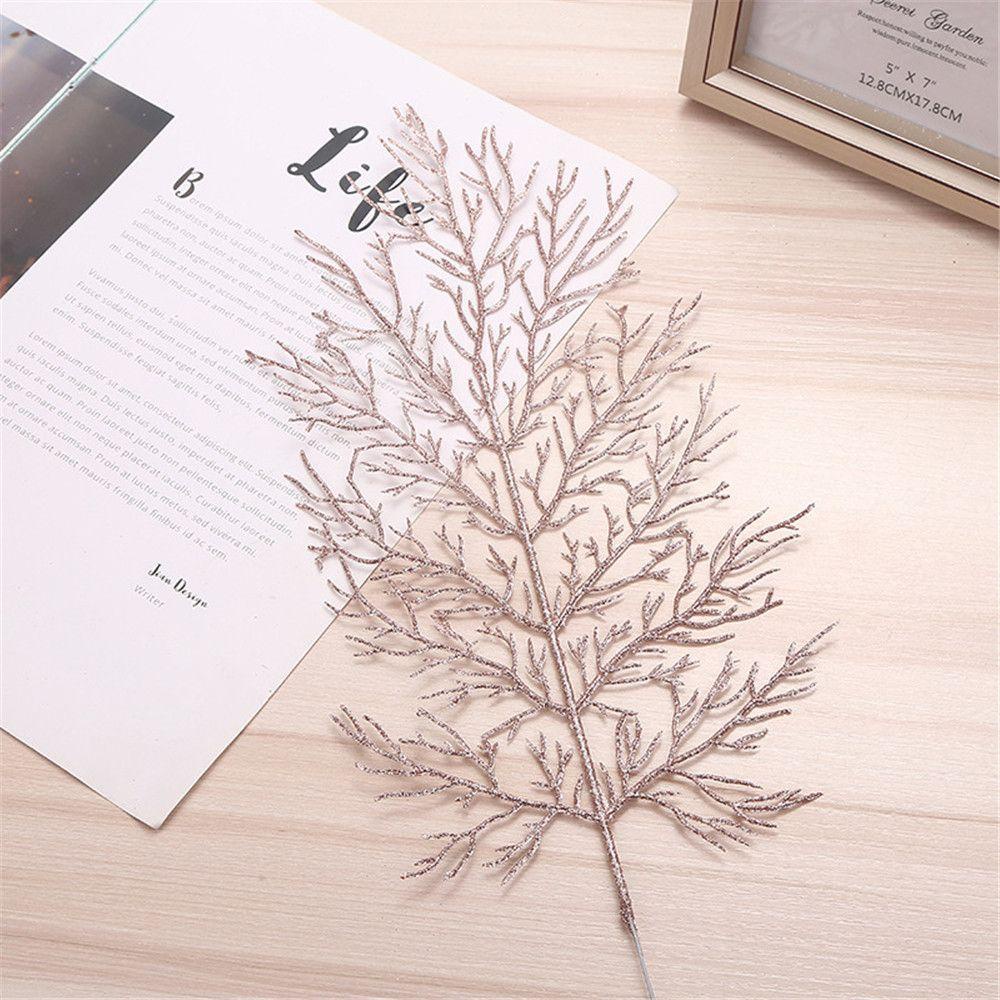 Set 10 Hoa Lá Giả Lấp Lánh Trang Trí Năm Mới DIY